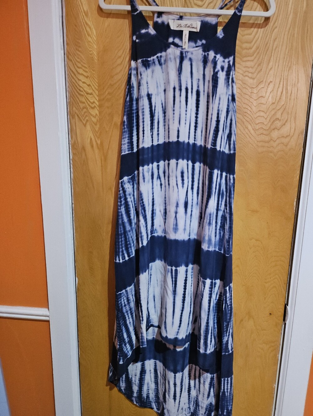 La Boheme Navy and White Tie-Dye Maxi Dress